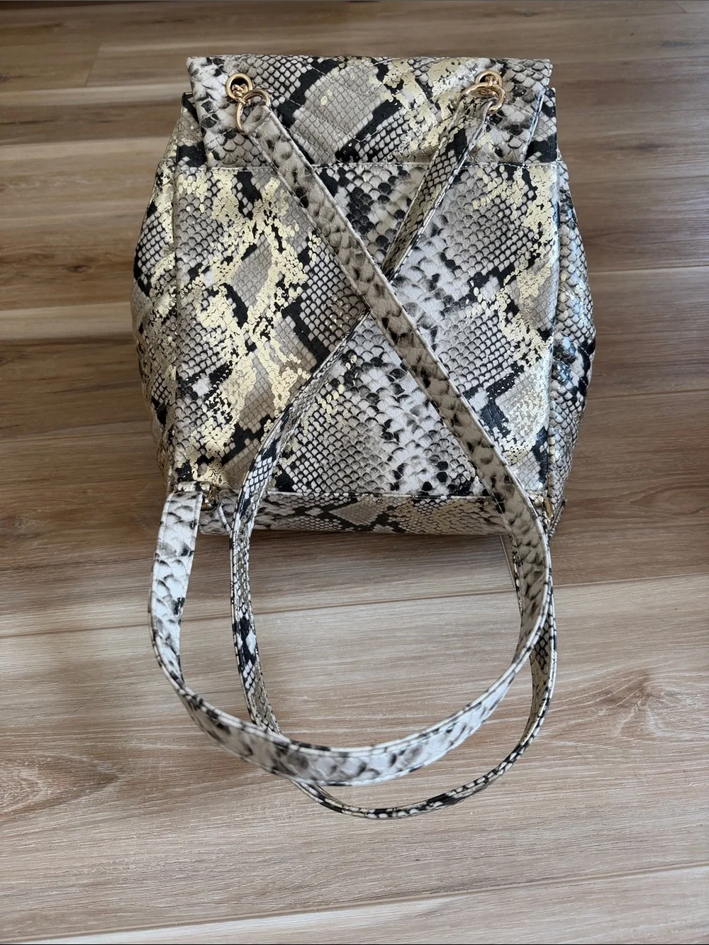 Caroline Hill Snake-Print Gold Fleck Women's Backpack Bag